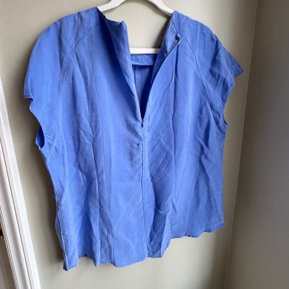 Amour Vert Delilah Cupro Top Sky Periwinkle Purple Boxy Flowy NWT  Sz L - Picture 5 of 6